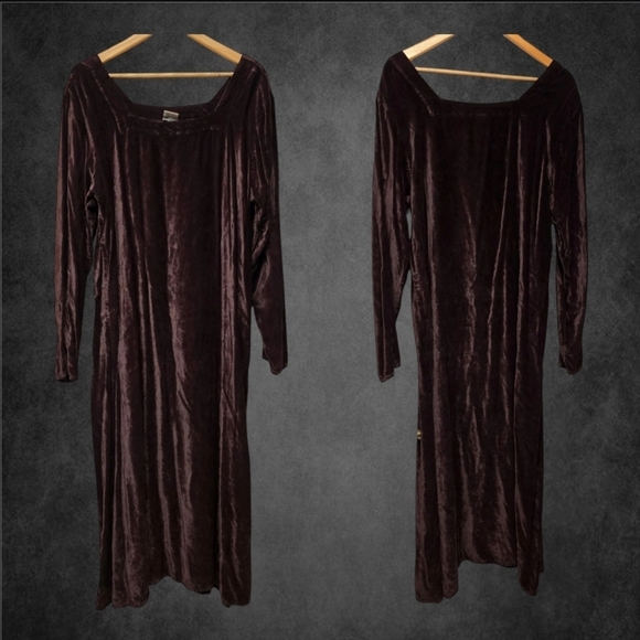 CP Shades Vintage 90s Brown Velvet Maxi Dress LWhimsigoth Dark Academia - Picture 4 of 9